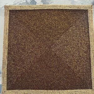 Set Of 4 Stunning Copper Gold Beaded Square Placemats Chargers 14.5x14.5”